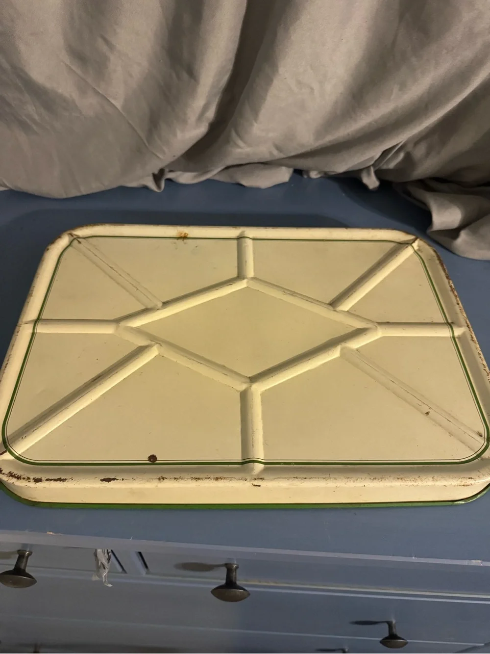 Cheinco 1950's Vintage Metal Tin Breadbox With Fruit Design Kitchen Ware